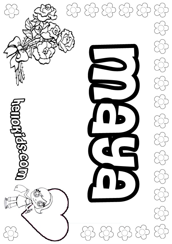 Maya Name Coloring Page Coloring Pages