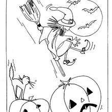 Halloweenhexe auf ihrem Besen