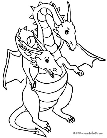 Drache mit zwei Köpfen zum Ausmalen