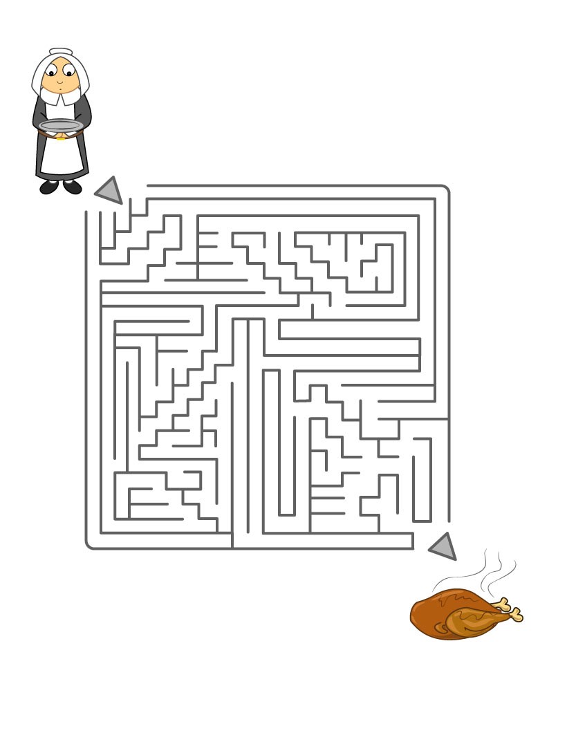 Printable mazes to solve for Thanksgiving