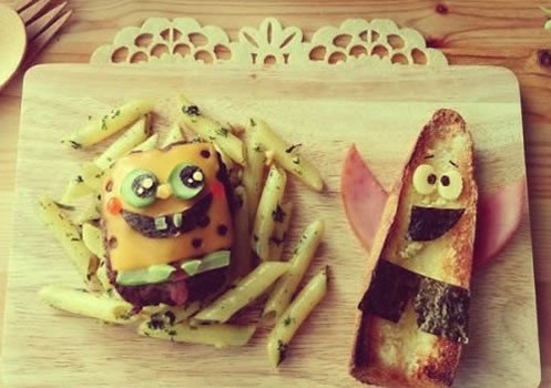Hamburger SpongeBob Schwammkopf mit Pommes Frites
