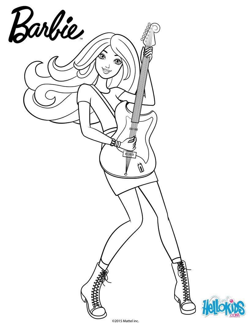 Barbie spielt gitarre zum ausmalen Barbie spielt gitarre zum ausmalen