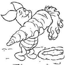 Piglet with a giant carrot - Coloring page - DISNEY coloring pages - Winnie The Pooh coloring pages