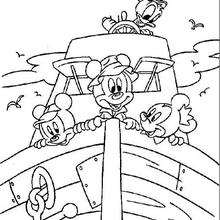 Donald Duck and Mickey Mouse on a boat - Coloring page - DISNEY coloring pages - Mickey Mouse coloring pages