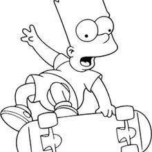 Bart skateboarding - Coloring page - TV SERIES CHARACTERS coloring pages - THE SIMPSONS coloring pages - BART coloring pages