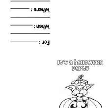 Halloween party Invitation : Cat and Pumpkin - Coloring page - HOLIDAY coloring pages - HALLOWEEN coloring pages - HALLOWEEN PARTY invitations