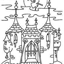 Halloween haunted castle - Coloring page - HOLIDAY coloring pages - HALLOWEEN coloring pages - HAUNTED CASTLE coloring pages