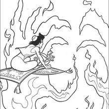 Aladdin und das Feuer zum Ausmalen