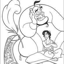 Aladdin und Genie zum Ausmalen