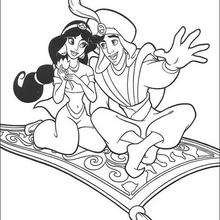 Jasmine fliegt mit Aladdin zum Ausmalen