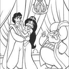 Sultan, Jasmine und Aladdin zum Ausmalen