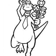 Brontosaurus mit Blumen zum Ausmalen