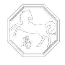 Chinesische Astrologie: Pferd zum Ausmalen