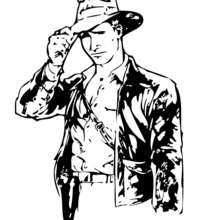 Indiana Jones mit seiner Peitsche zum Ausmalen