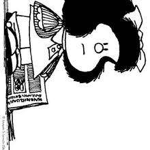 Mafalda mit Zeitung zum Ausmalen