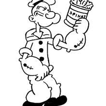 Popeye mit einer Spinatdose zum Ausmalen