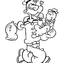 Popeye mit seinem Sohn Popi zum Ausmalen
