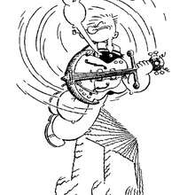 Popeye the sailor plays the guitar coloring page - Coloring page - TV SERIES CHARACTERS coloring pages - POPEYE THE SAILOR coloring pages - POPEYE coloring pages