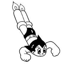 Astro Boy mit Raketenfüßen zum Ausmalen