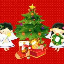 Engel und Weihnachtsbaum Poster