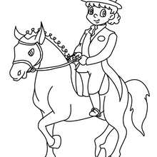 Junges Mädchen trainiert ein Pferd zum Ausmalen
