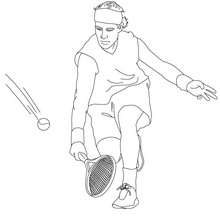 Tennis Spieler spielt einen Stoppball zum Ausmalen