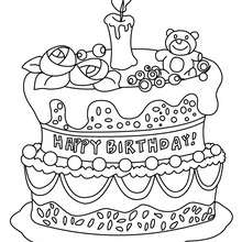 Birthday cake coloring page - Coloring page - BIRTHDAY coloring pages - Birthday cake coloring pages