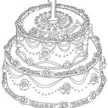 Birthday cake 1 year coloringe page - Coloring page - BIRTHDAY coloring pages - Birthday cake coloring pages
