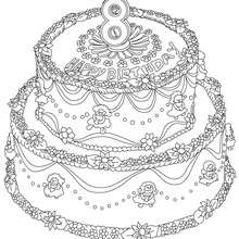 Birhtday cake 8 years coloring page - Coloring page - BIRTHDAY coloring pages - Birthday cake coloring pages