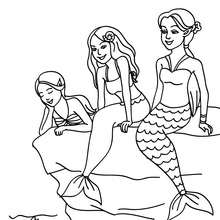Gruppe Meerjungfrauen zum Ausmalen