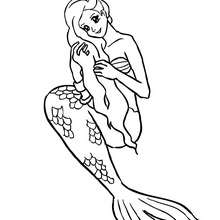 Meerjungfrau kämmt ihr Haar zum Ausmalen