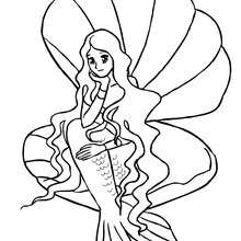 Meerjungfrau auf einer Muschel zum Ausmalen