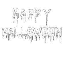 Blutiger Happy Halloween Schriftzug zum Ausmalen