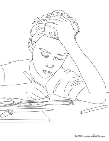 Schüler schreibt zum ausmalen zum ausmalen - de.hellokids.com