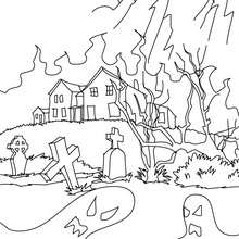 Old haunted house coloring page - Coloring page - HOLIDAY coloring pages - HALLOWEEN coloring pages - HAUNTED CASTLE coloring pages
