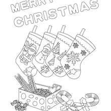 Christmas socks poster coloring page - Coloring page - HOLIDAY coloring pages - CHRISTMAS coloring pages - MERRY CHRISTMAS coloring pages