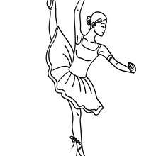 Ballerina tanzt einen Dégagé tendu zum Ausmalen