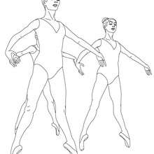 Balletttänzer tanzen Echappés in Ballettschuhen zum Ausmalen
