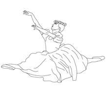 Ballerina performing a grand jete coloring page - Coloring page - SPORT coloring pages - DANCE coloring pages - BALLERINA coloring pages