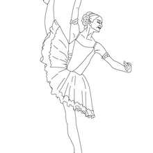 Ballerina performing beautiful degage coloring page - Coloring page - SPORT coloring pages - DANCE coloring pages - BALLERINA coloring pages