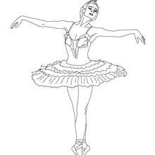 Ballerina tanzt eine Vorstellung zum Ausmalen