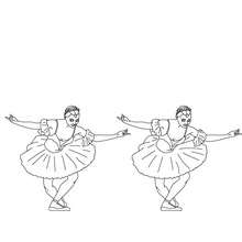 Zwei Balletttänzer tanzen eine Révérence zum Ausmalen