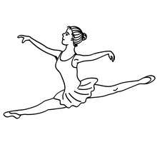 Ballerina perfomring a grand jete coloring page - Coloring page - SPORT coloring pages - DANCE coloring pages - BALLET DANCE SCHOOL coloring pages