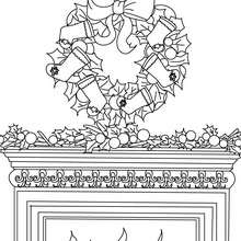 Christmas crown above the chimney coloring page - Coloring page - HOLIDAY coloring pages - CHRISTMAS coloring pages - CHRISTMAS ORNAMENTS coloring pages