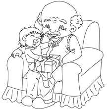 Boy with his grand father coloring page - Coloring page - HOLIDAY coloring pages - CHRISTMAS coloring pages - CHRISTMAS SCENES coloring pages