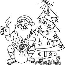 Santa Claus drinking coloring page - Coloring page - HOLIDAY coloring pages - CHRISTMAS coloring pages - SANTA CLAUS coloring pages