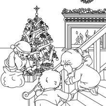 Kids durnig christmas night coloring page - Coloring page - HOLIDAY coloring pages - CHRISTMAS coloring pages - CHRISTMAS SCENES coloring pages