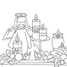 Angel and candles christmas ornaments coloring page - Coloring page - HOLIDAY coloring pages - CHRISTMAS coloring pages - CHRISTMAS ORNAMENTS coloring pages