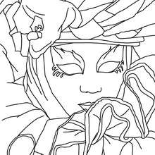 Venitian mask and costume coloring page - Coloring page - HOLIDAY coloring pages - CARNIVAL coloring pages - CARNIVAL OF VENICE coloring pages