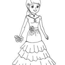 COURTESAN GIRL COSTUME coloring page - Coloring page - HOLIDAY coloring pages - CARNIVAL coloring pages - CARNIVAL COSTUMES for GIRLS coloring pages